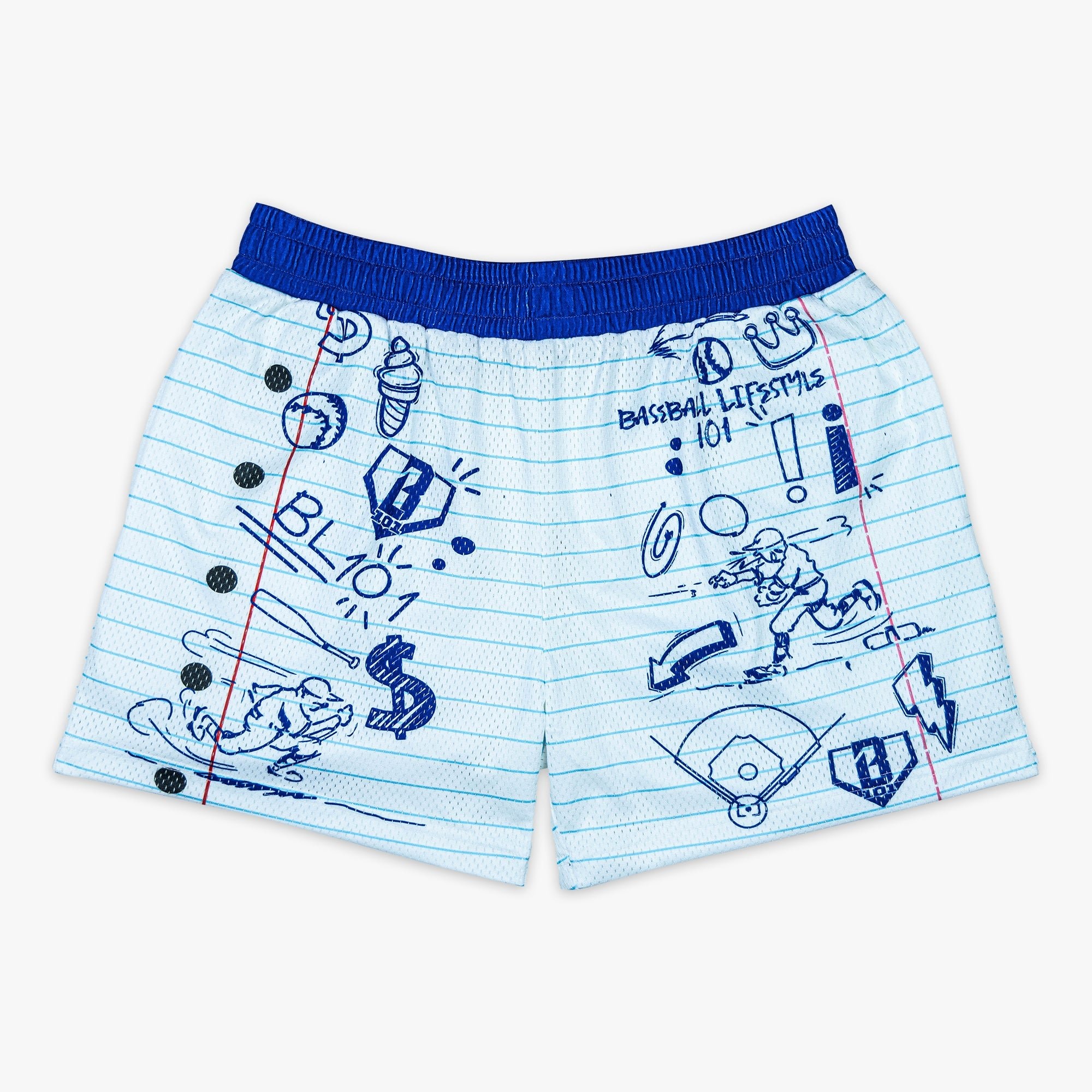 Doodle Print Mesh Shorts - Baseball Lifestyle Teen Boys 5" Inseam
