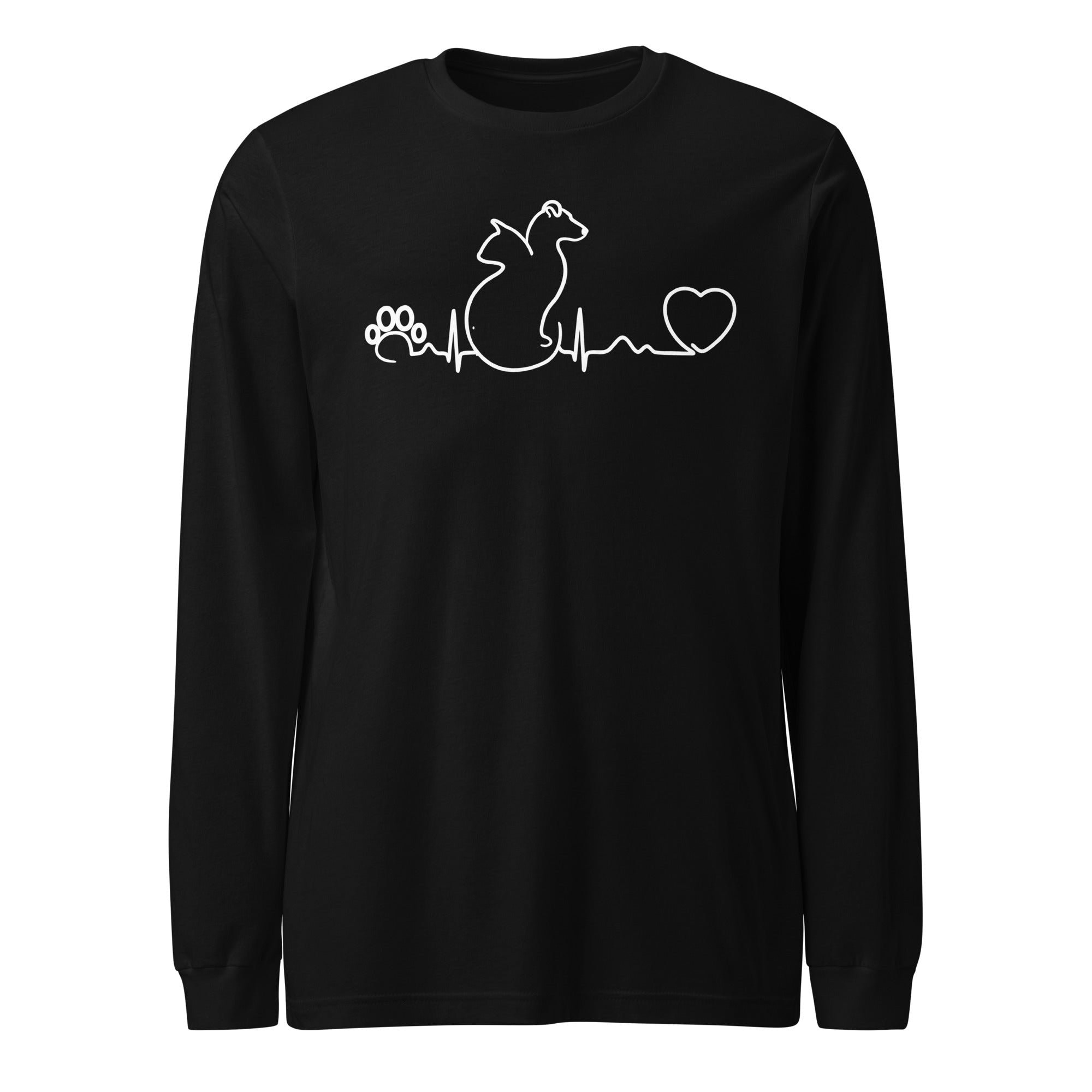 Dog and Cat Heartbeat Unisex Long Sleeve Tee - Veterinary Long Sleeve Shirt