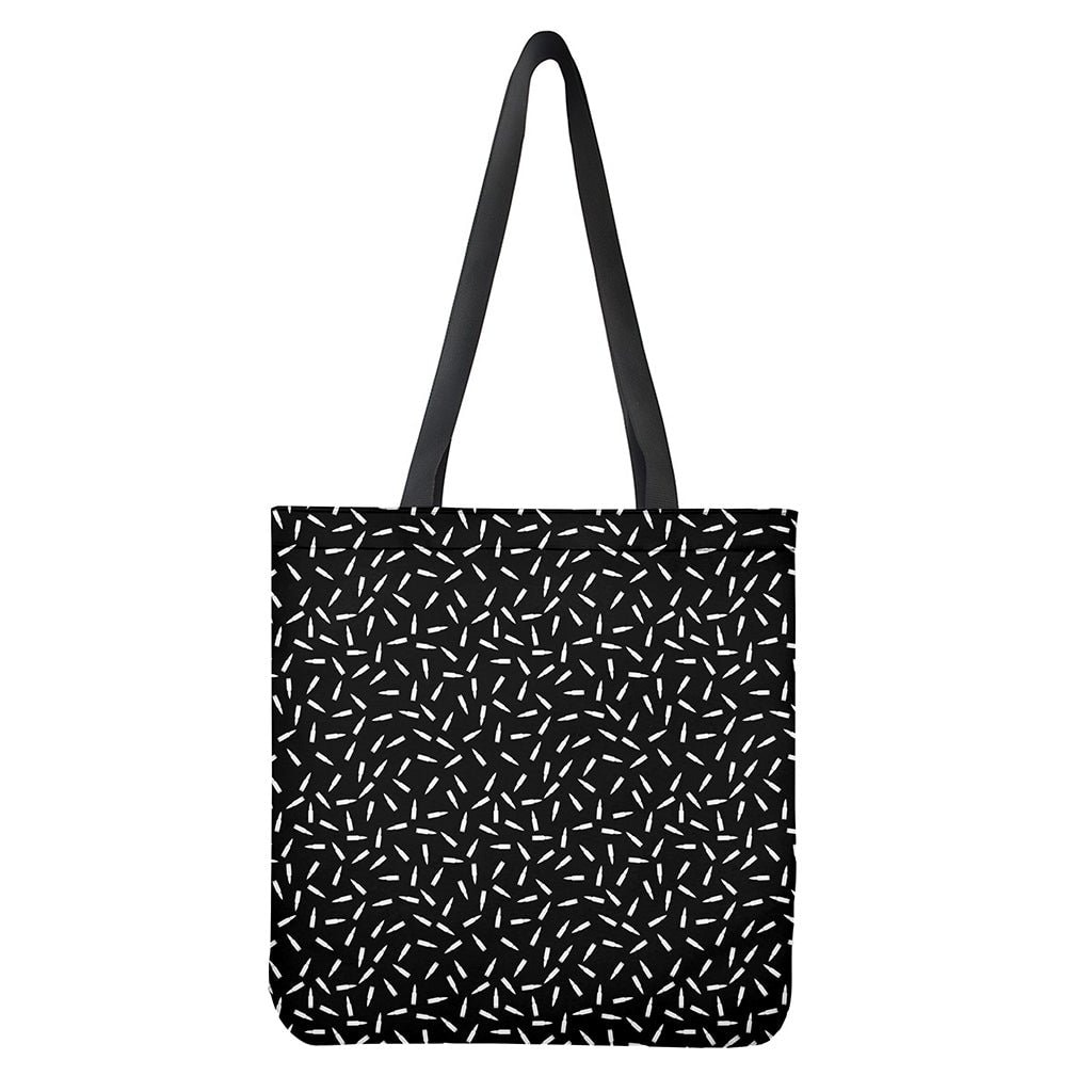 White Black Gun Bullet Pattern Print Polyester Tote Bag