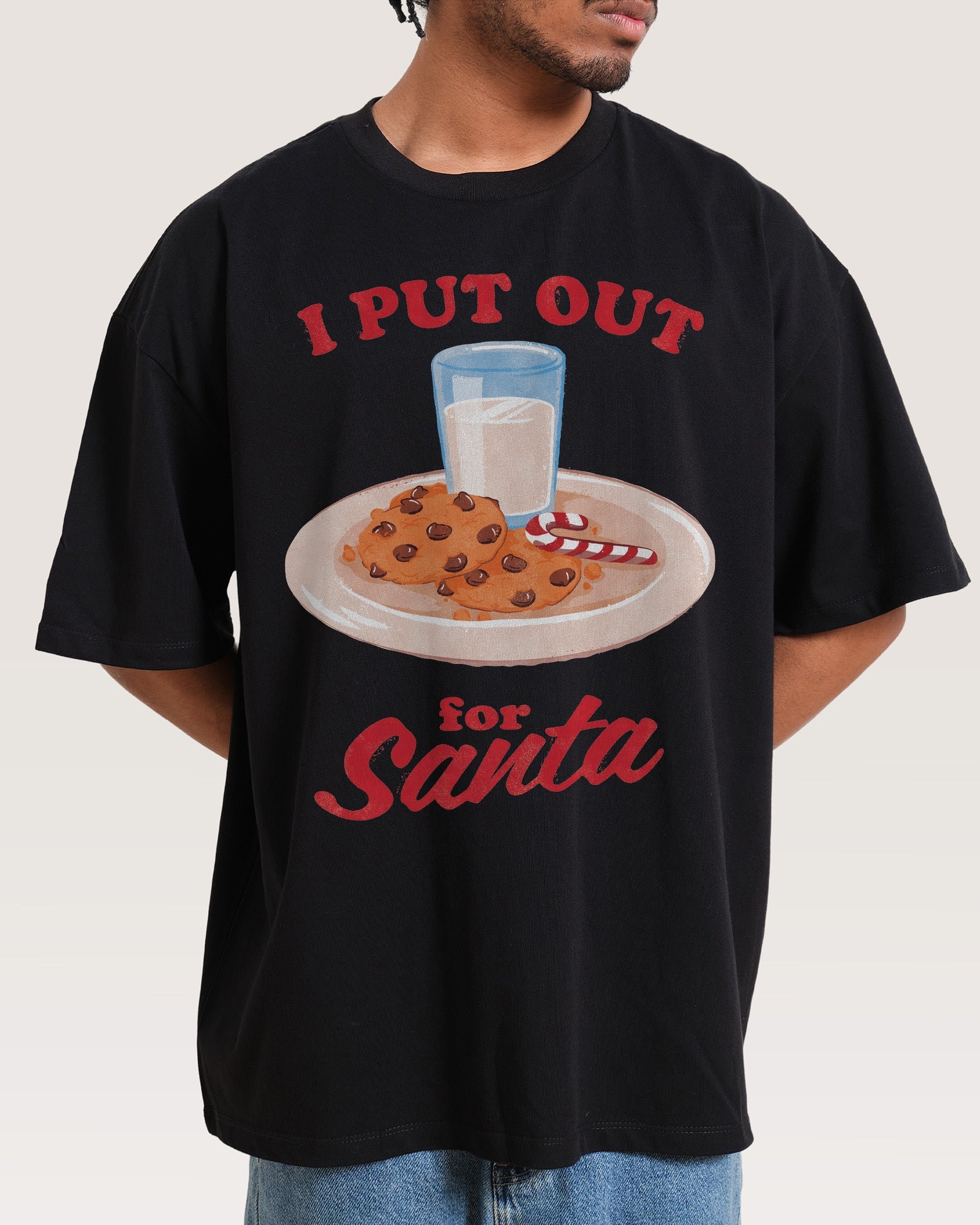 I Put Out for Santa Oversized Graphic Tee - Unisex 90s Boxy Fit 100% Combed Cotton