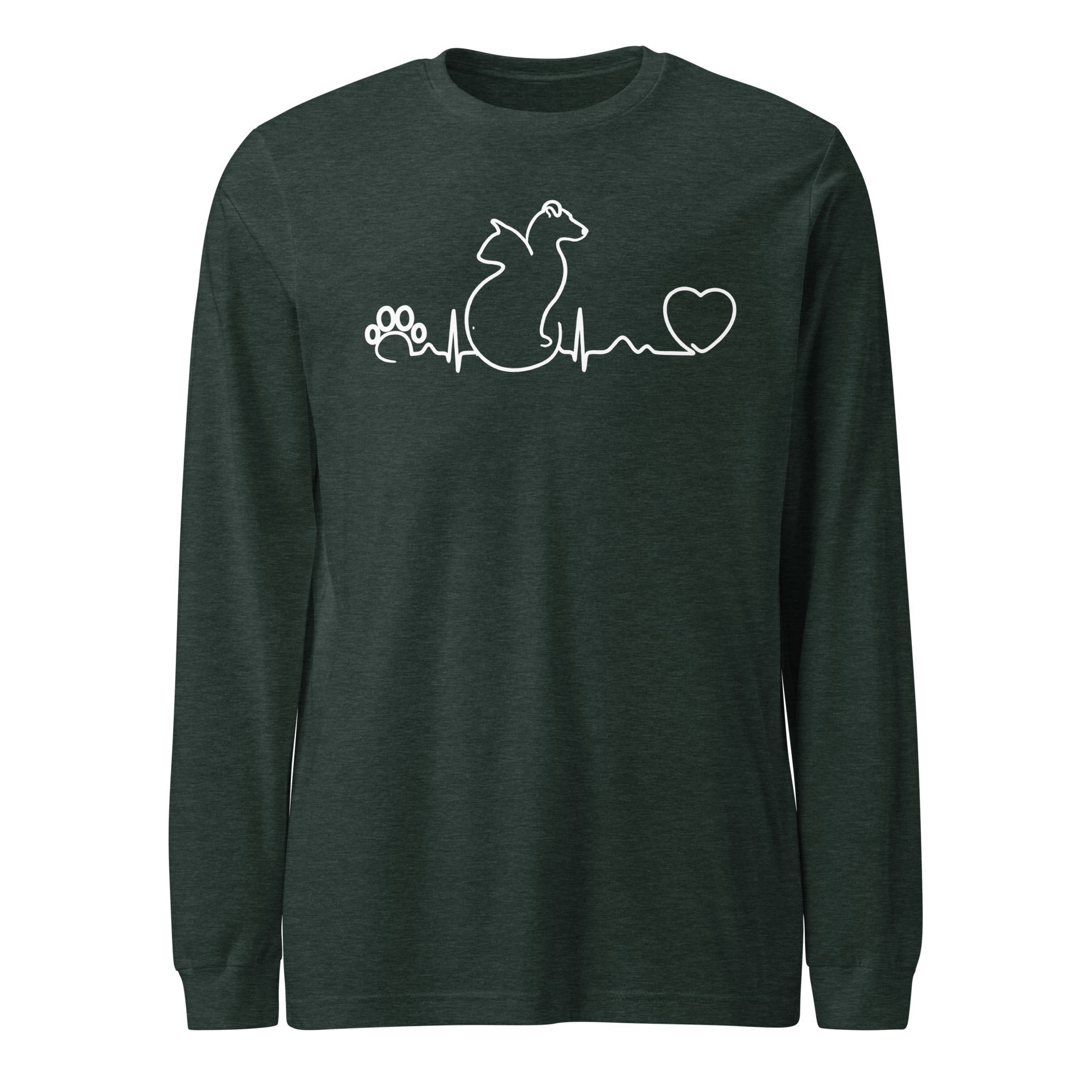 Dog and Cat Heartbeat Unisex Long Sleeve Tee - Veterinary Long Sleeve Shirt