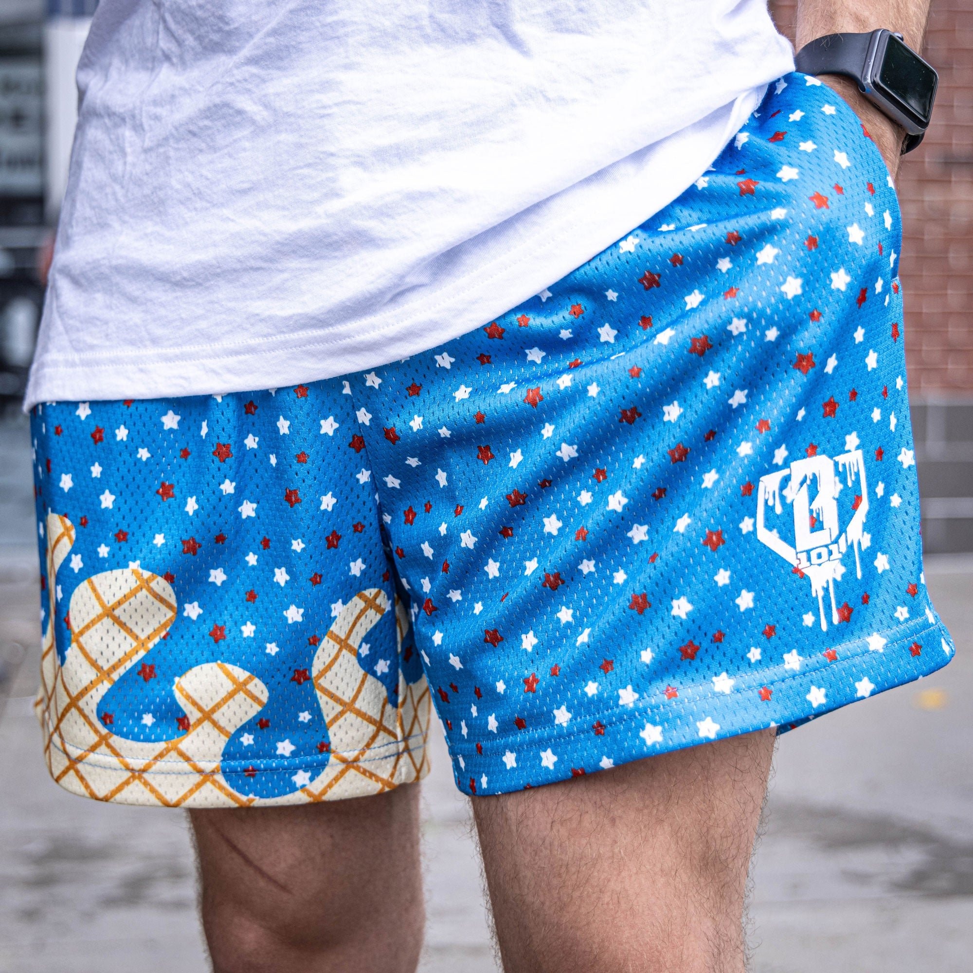 Ice Cream Shorts - USA Navy Blue Mesh Baseball Patriotic Shorts