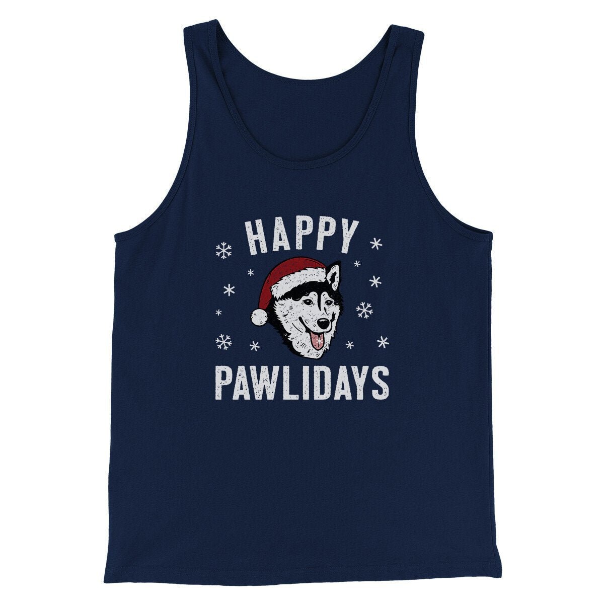 Happy Pawlidays Men Unisex Tank Top - Santa Paws Christmas Graphic