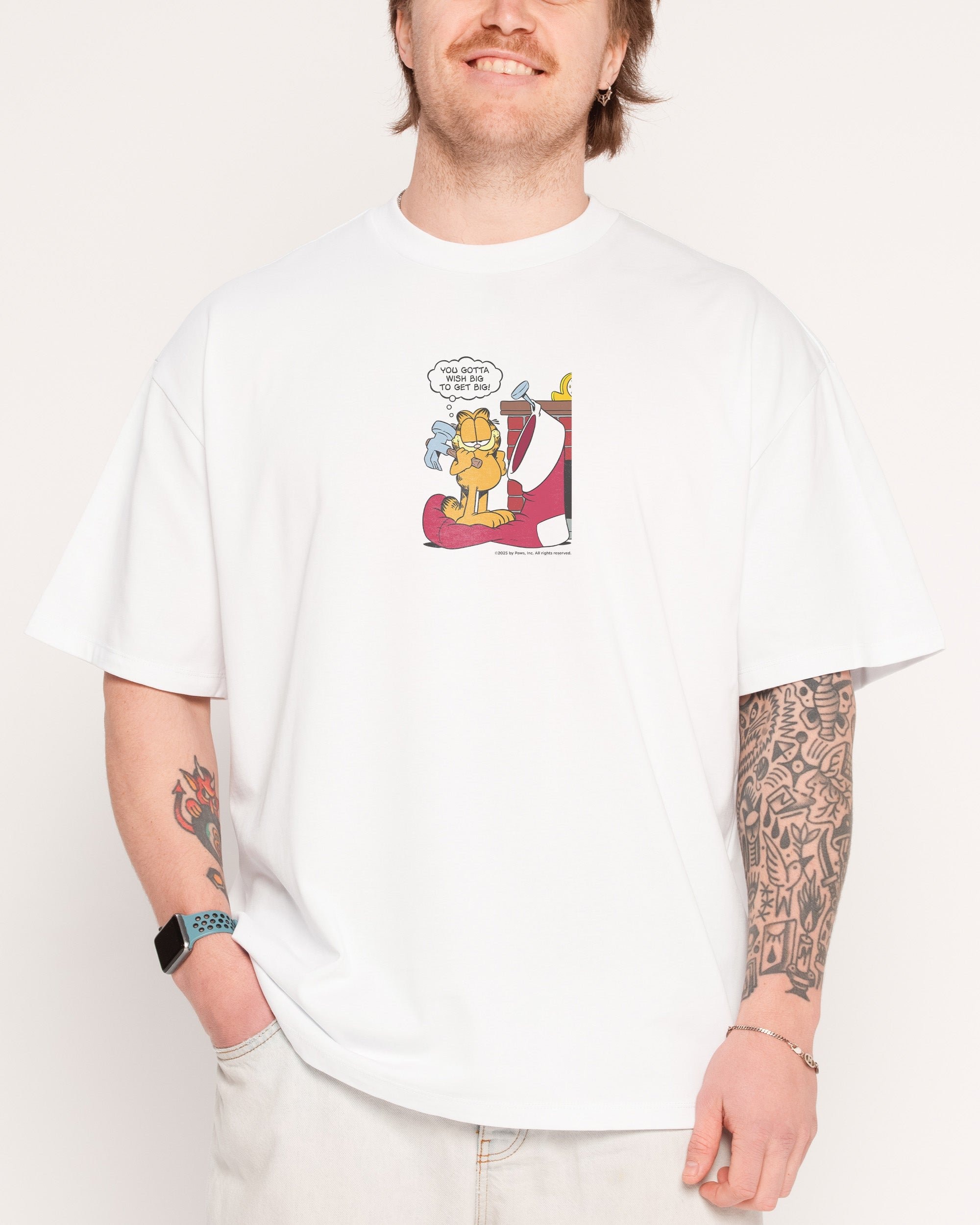 Garfield Big Wishes Oversized Graphic Tee - Unisex 100% Combed Cotton 275gsm