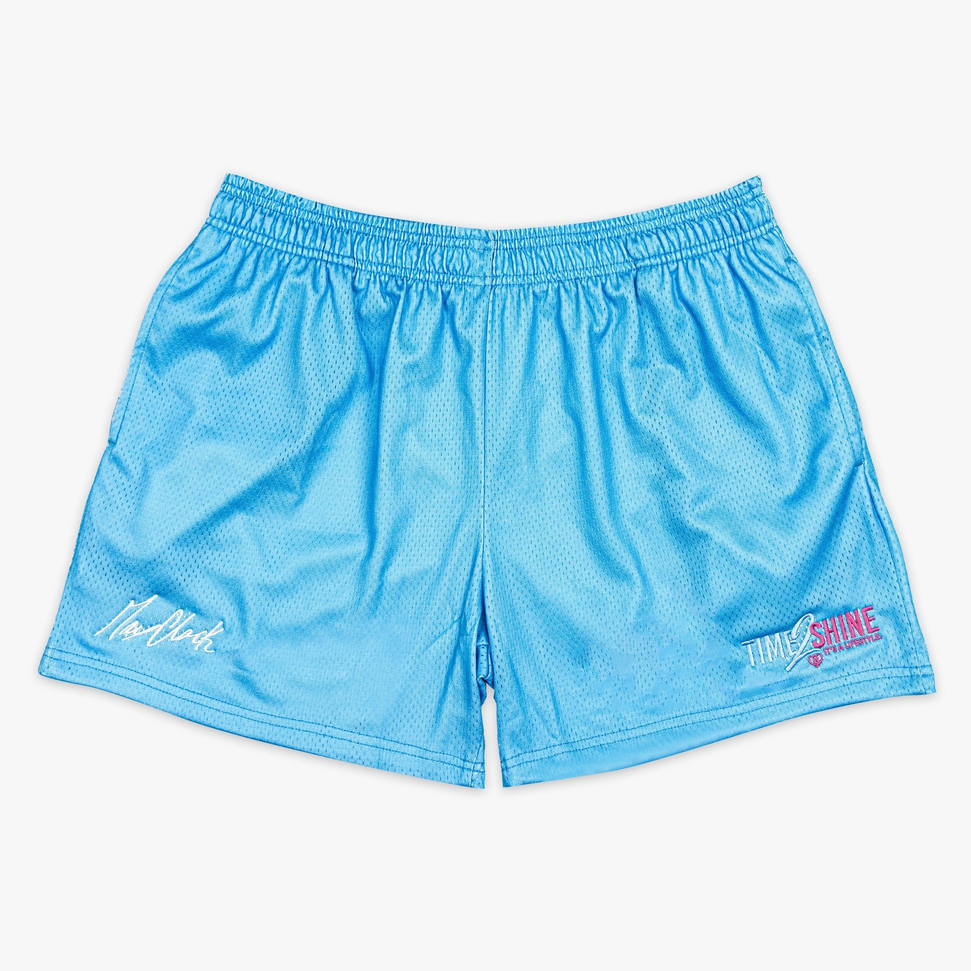 Max Clark Time 2 Shine Blue Mesh Baseball Shorts - 5 Inch Inseam