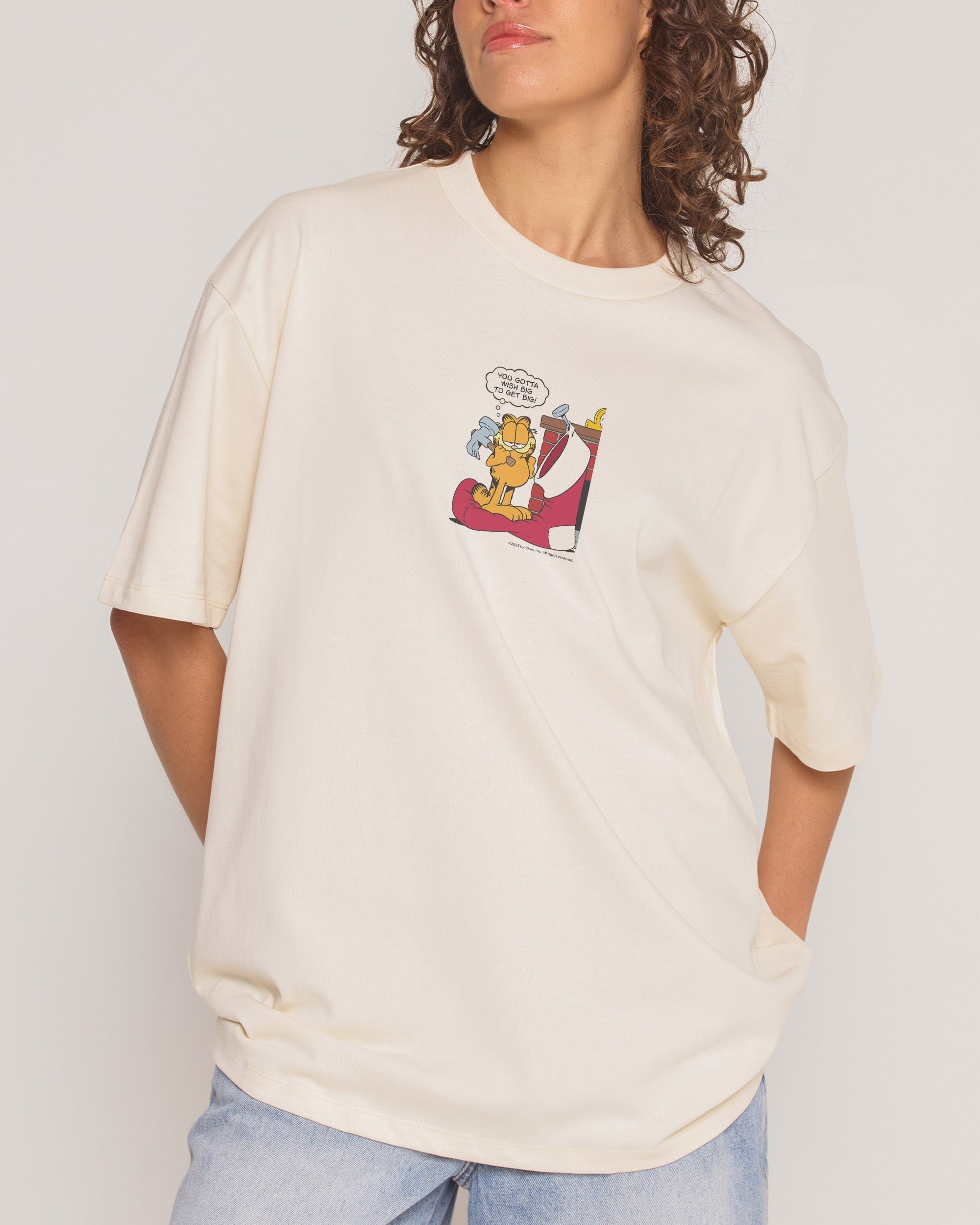Garfield Big Wishes Oversized Graphic Tee - Unisex 100% Combed Cotton 275gsm