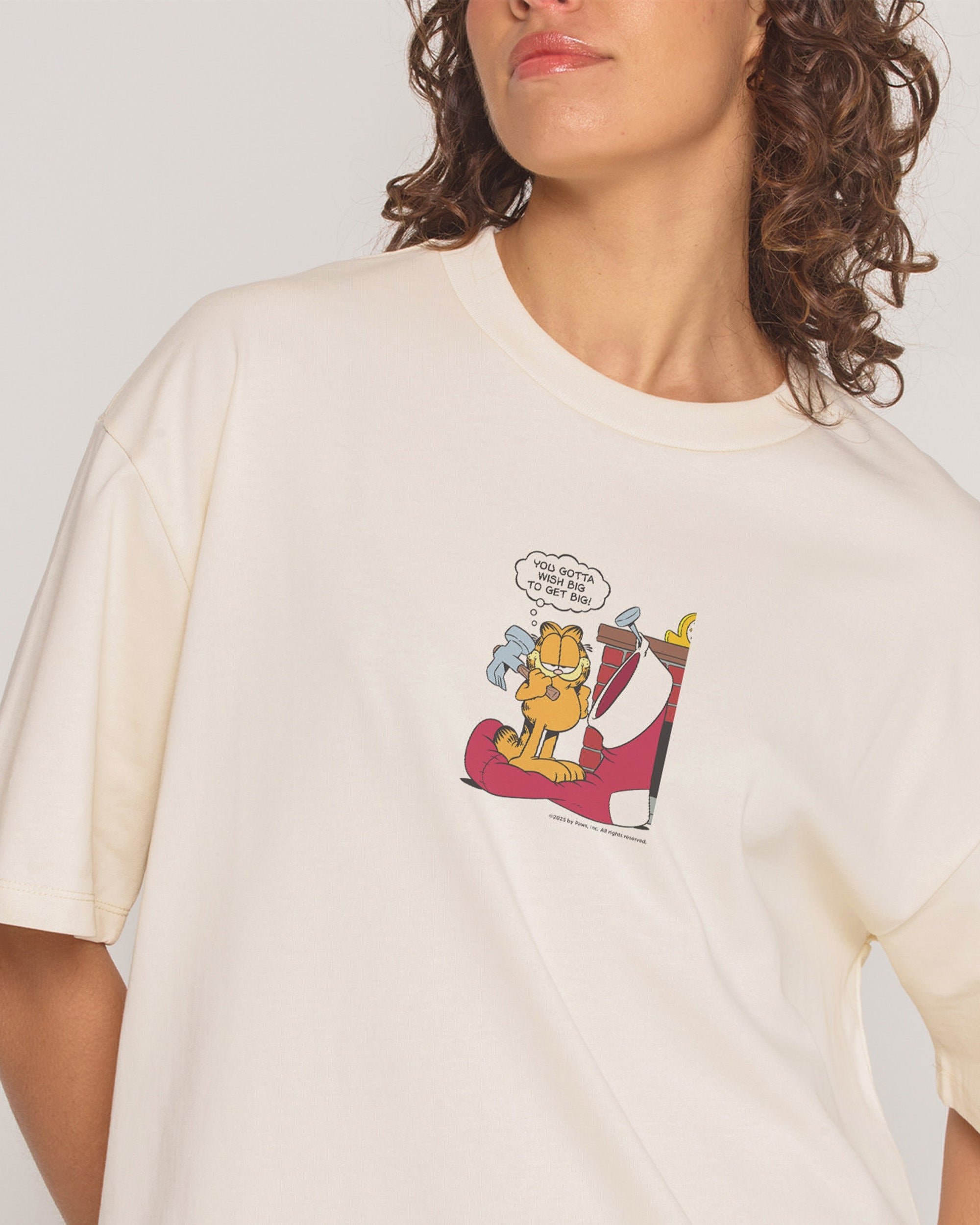 Garfield Big Wishes Oversized Graphic Tee - Unisex 100% Combed Cotton 275gsm