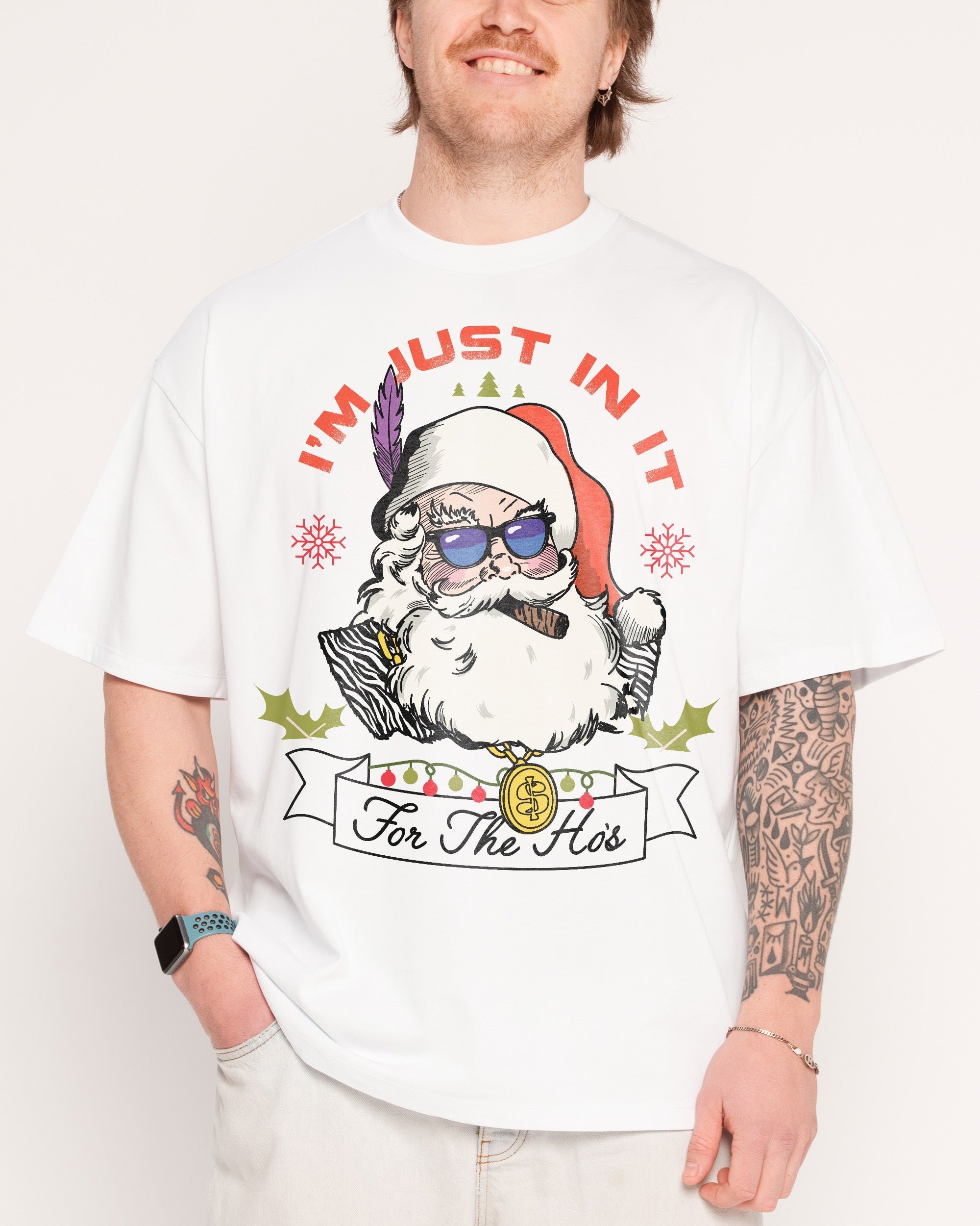 In It for the Ho's Oversized Graphic Tee - Unisex 90s Boxy Fit 100% Combed Cotton