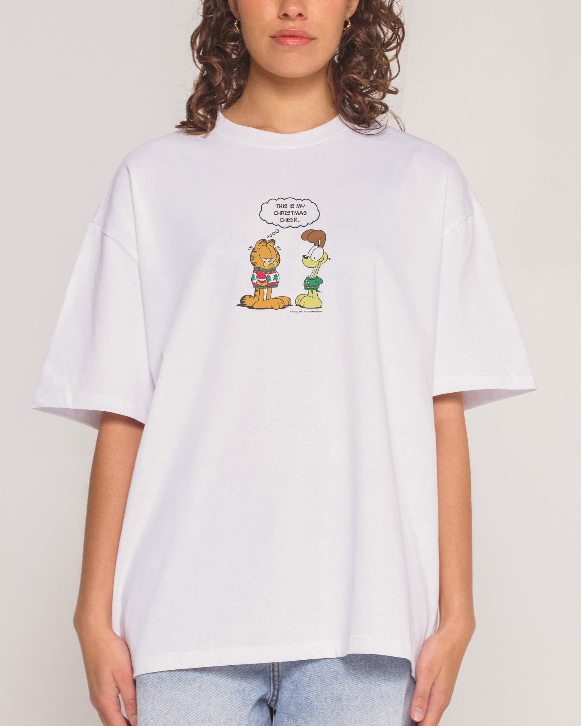 Garfield Xmas Cheer Oversized Graphic Tee - Unisex 100% Combed Cotton