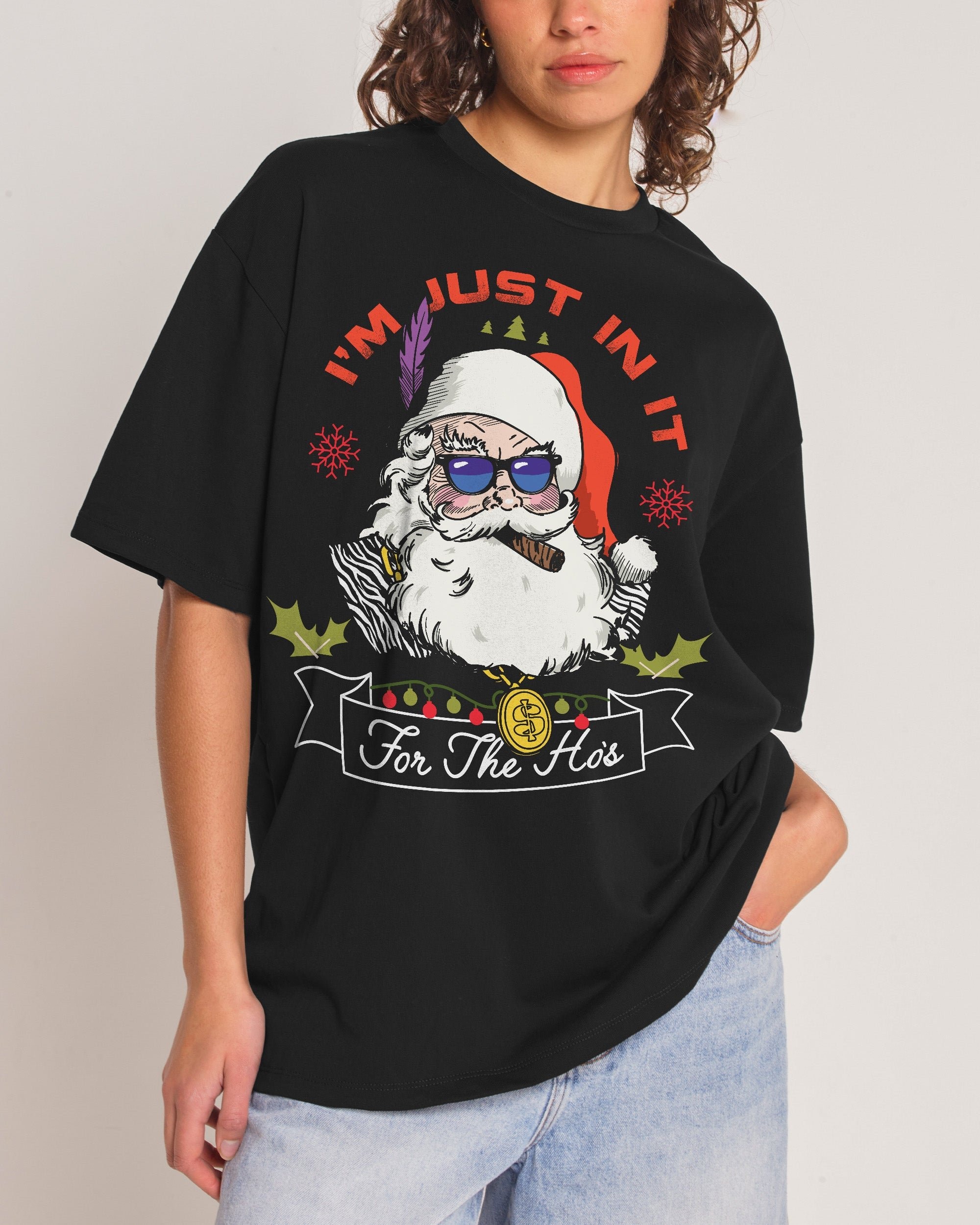 In It for the Ho's Oversized Graphic Tee - Unisex 90s Boxy Fit 100% Combed Cotton