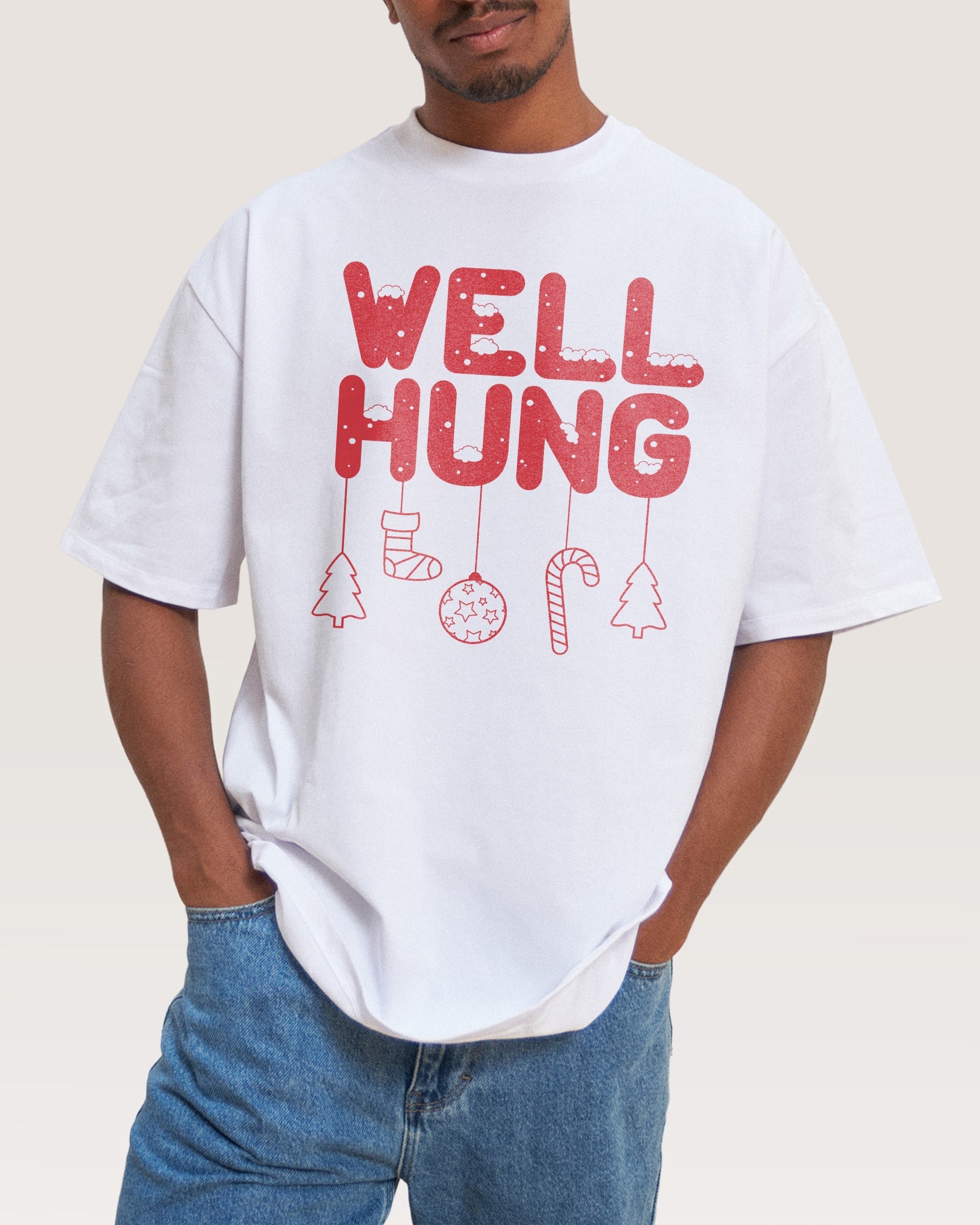 Well Hung Oversized Graphic Tee - Threadheads Unisex 90s Boxy Fit 100% Combed Cotton