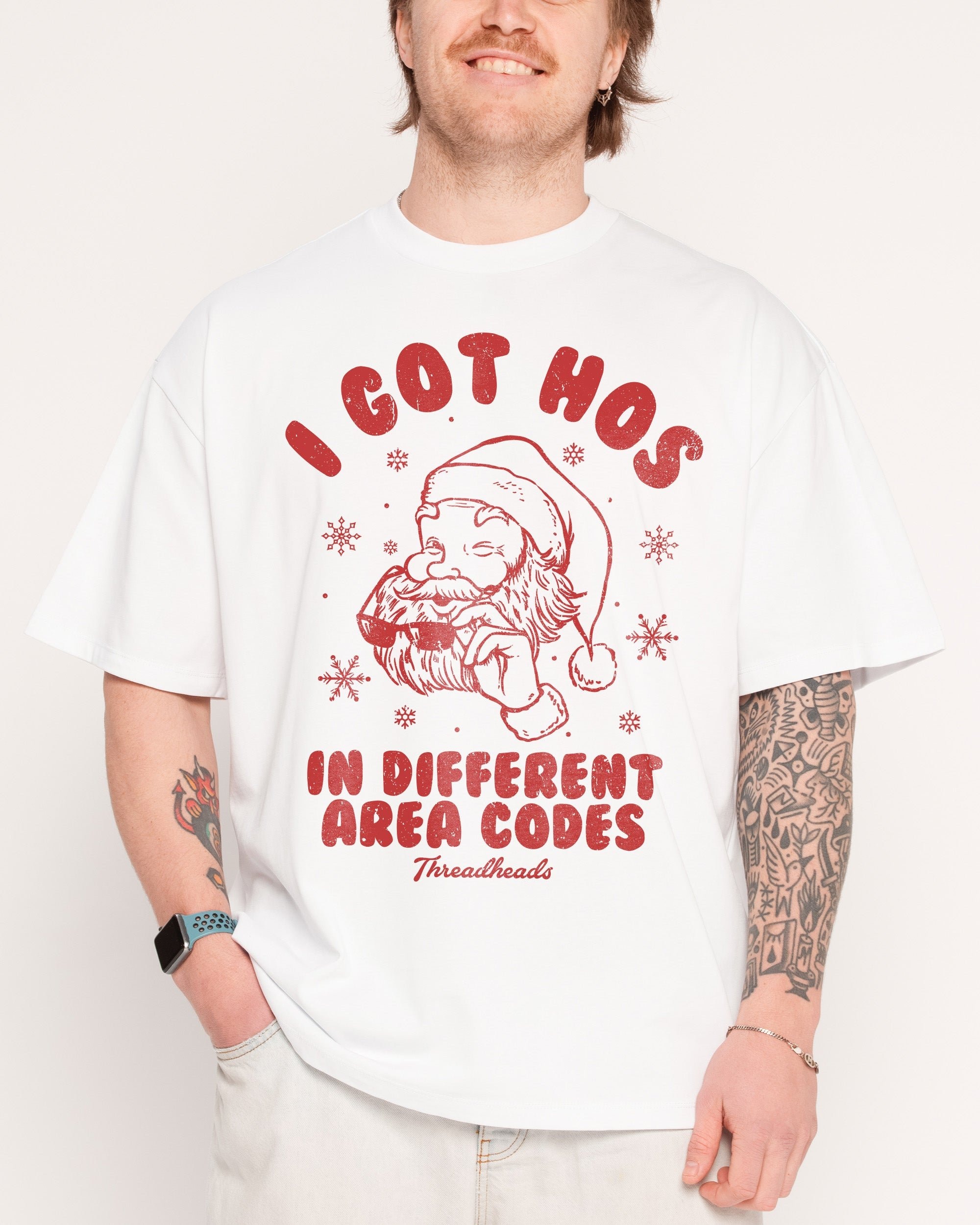 Hos In Different Area Codes Oversized Graphic Tee - Unisex 100% Combed Cotton Heavyweight T-Shirt