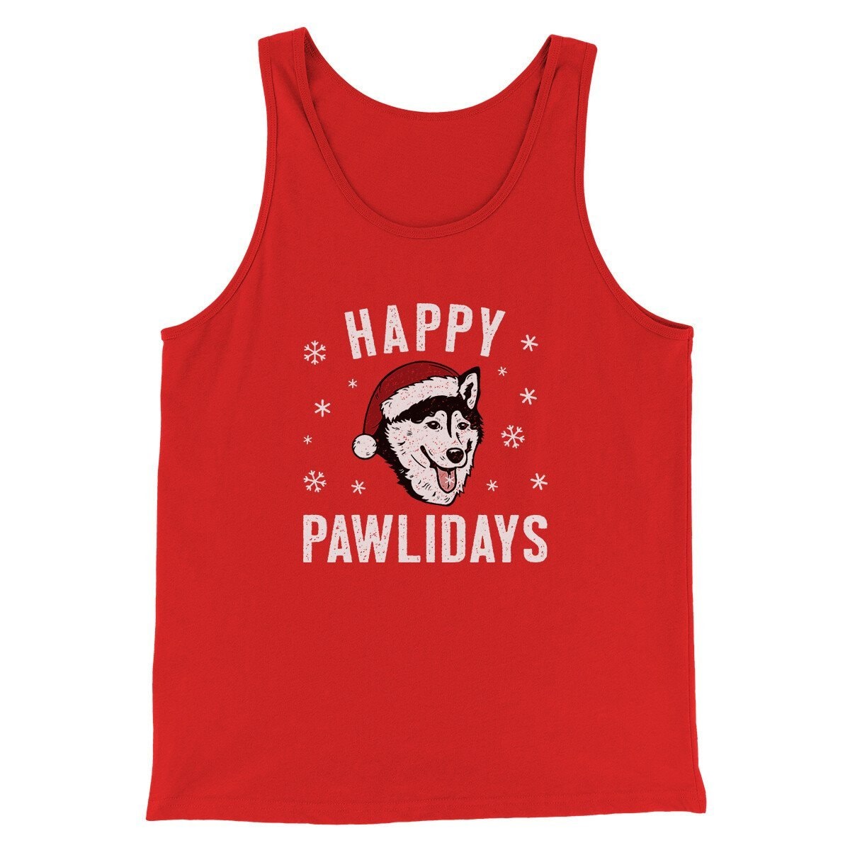 Happy Pawlidays Men Unisex Tank Top - Santa Paws Christmas Graphic