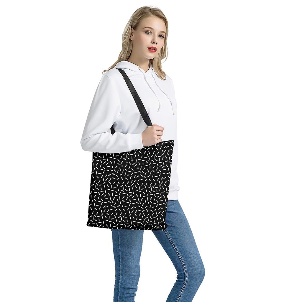 White Black Gun Bullet Pattern Print Polyester Tote Bag